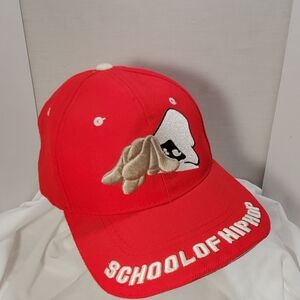 Vintage Y2K Shadow Boy Red School Of Hip Hop Spellout Embroidered Logo Cap NWOT